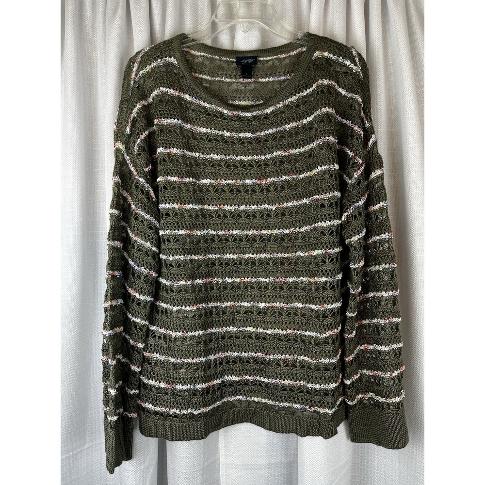 Day Trip Sweater Women's Sz Small S Green y2k Knit Crochet Winter Fall Layerin